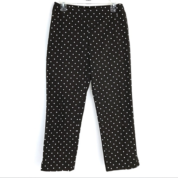 Ann Taylor Loft Brown Ankle Pants Polka Dot Sz 4 - Picture 1 of 6